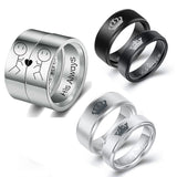 Her King Couple Ring  AND E344 Women His Queen Stainless steel Ring Silver Color Simple Design