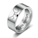 Her King Couple Ring  AND E344 Women His Queen Stainless steel Ring Silver Color Simple Design