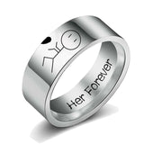 Her King Couple Ring  AND E344 Women His Queen Stainless steel Ring Silver Color Simple Design