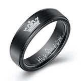 Her King Couple Ring  AND E344 Women His Queen Stainless steel Ring Silver Color Simple Design