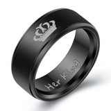 Her King Couple Ring  AND E344 Women His Queen Stainless steel Ring Silver Color Simple Design