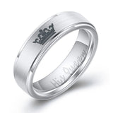 Her King Couple Ring  AND E344 Women His Queen Stainless steel Ring Silver Color Simple Design