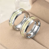 Gold and silver color Stainless Steel Heart Shape Luminous Ring Glowing in Dark Couple Rings