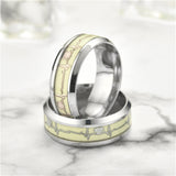 Gold and silver color Stainless Steel Heart Shape Luminous Ring Glowing in Dark Couple Rings