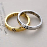 2 Pcs E3455 Carving Love Heart I Love You Letter Lover Couple R465 Rings Set Promise Wedding Bands For Him And Her Jewerly Gift (Price For a Pair)